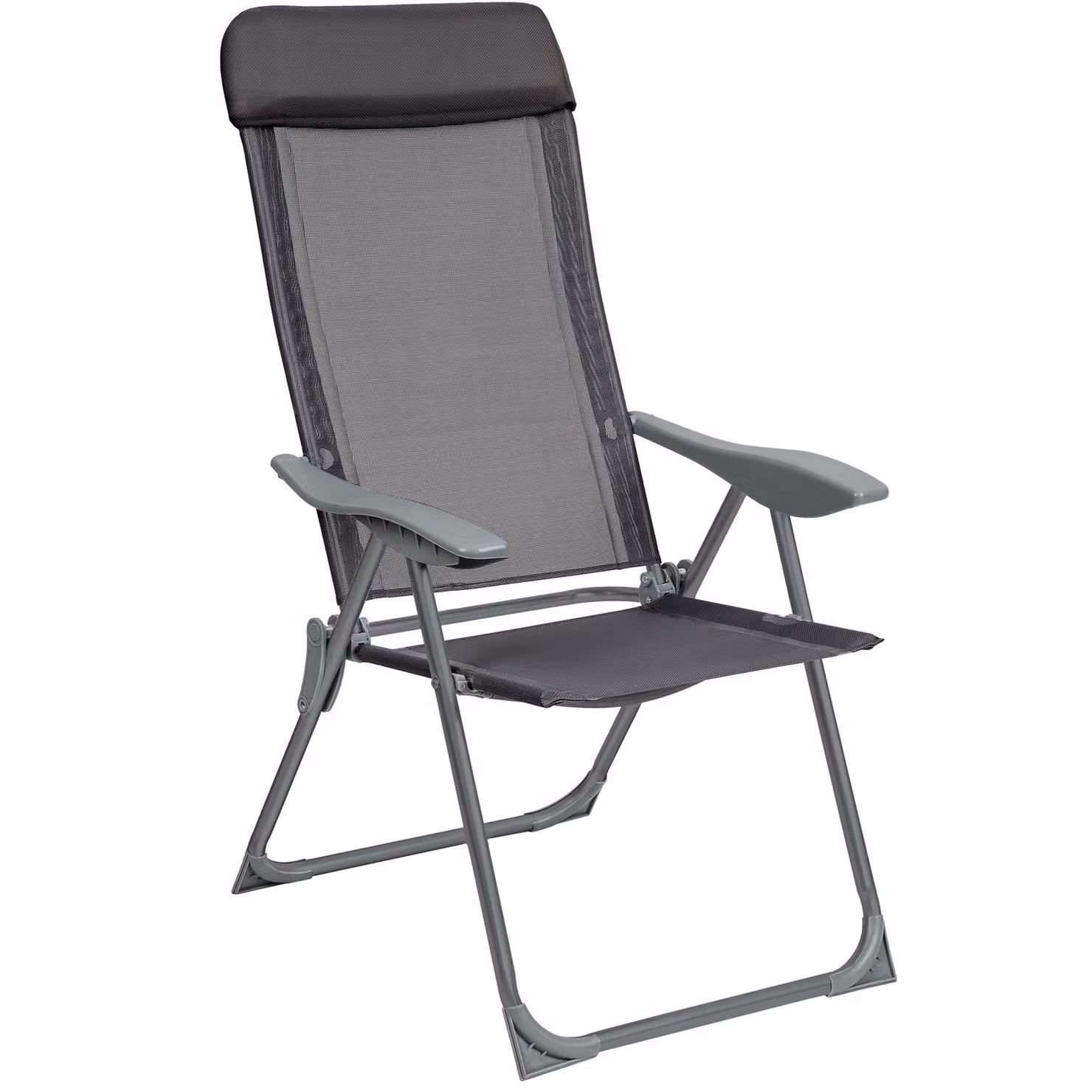 Set di 4 sedie da giardino pieghevoli TecTake in alluminio antracite con poggiatesta e braccioli L: 59 cm, P: 43 cm, H: 110 cm