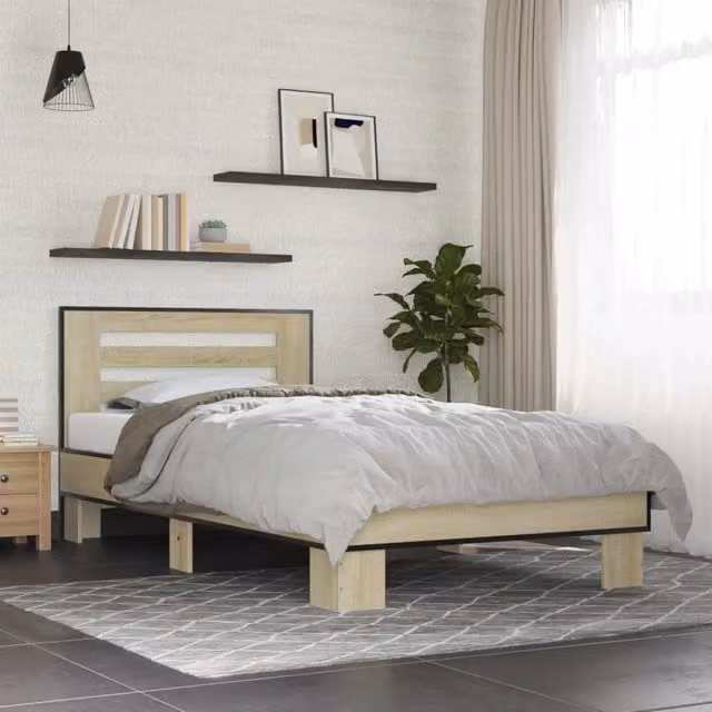 Struttura letto con testata in Rovere Sonoma marrone L: 80 cm, P: 200 cm, H: 83 cm