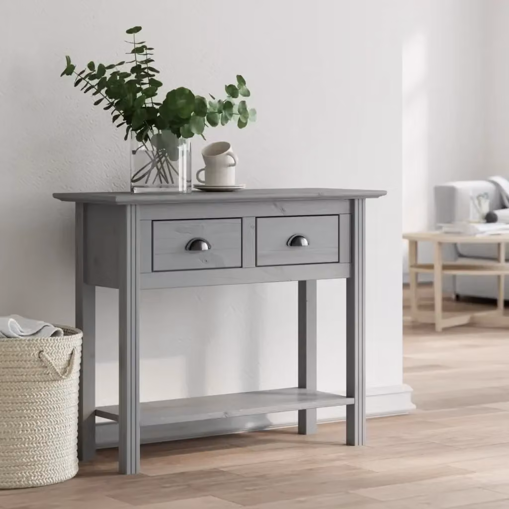 Tavolo Consolle d'Ingresso BODO in Legno di Pino Grigio L 91 x P 35 x H 74 cm – 2