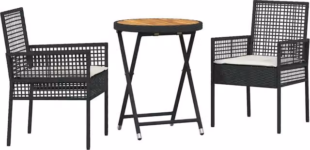 Set Bistro da Giardino 3 pz | Set Salotto da Giardino Nero polyrattan