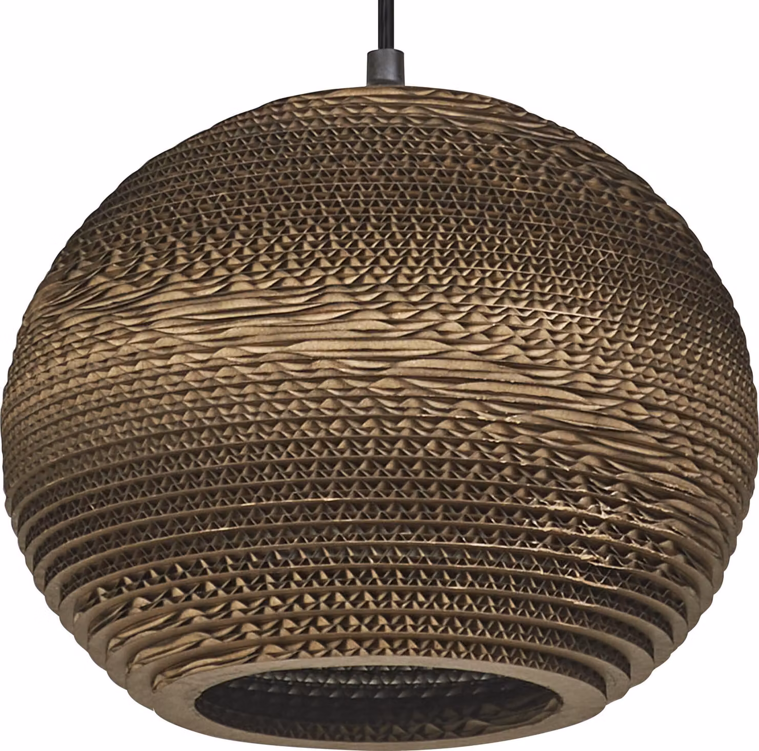 OSRAM Decor Cardboard Ball lampada a sospensione marrone in cartone ondulato, leggera, E27, diametro 260 mm, paralume in materiale riciclato, sostenibile grazie alla sorgente luminosa sostituibile, facile installazione