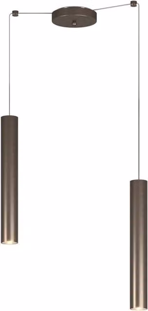Lampadario Industrial-Minimal Xeana Metallo Bronzo 2 Luci Gu10