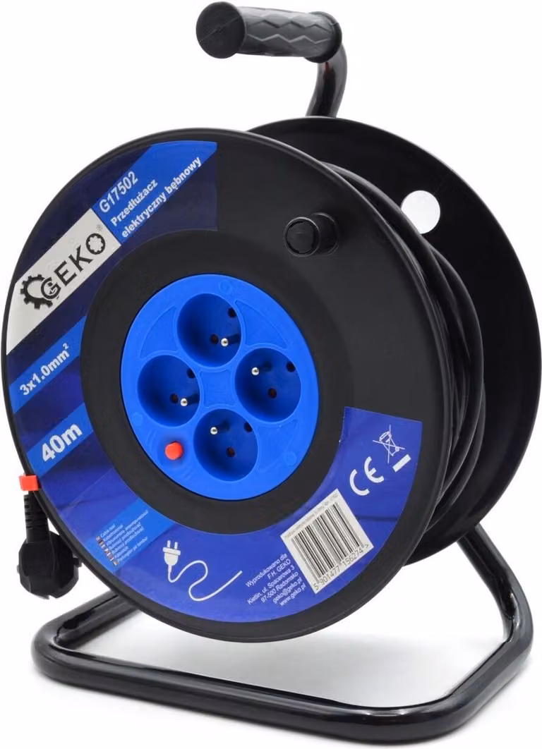 Avvolgicavo elettrico 3x1,0 mm² - Cavo di prolunga da 40 m con 4 prese e capacità di carico di 2300 W, IP20, ideale per applicazioni interne.