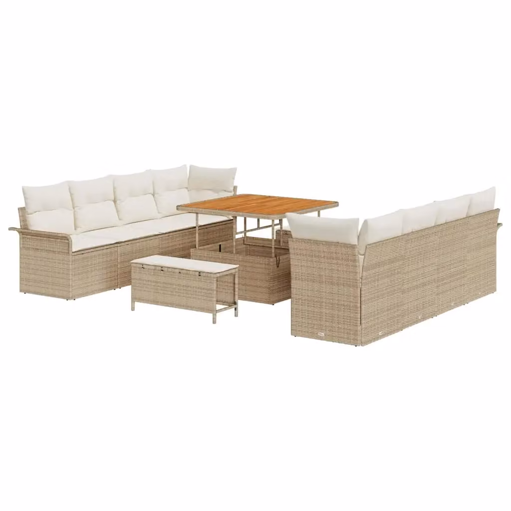Set Divano da Giardino vidaXL 11 Pezzi Beige con Cuscini e Struttura in Acciaio Verniciato a Polvere – 2