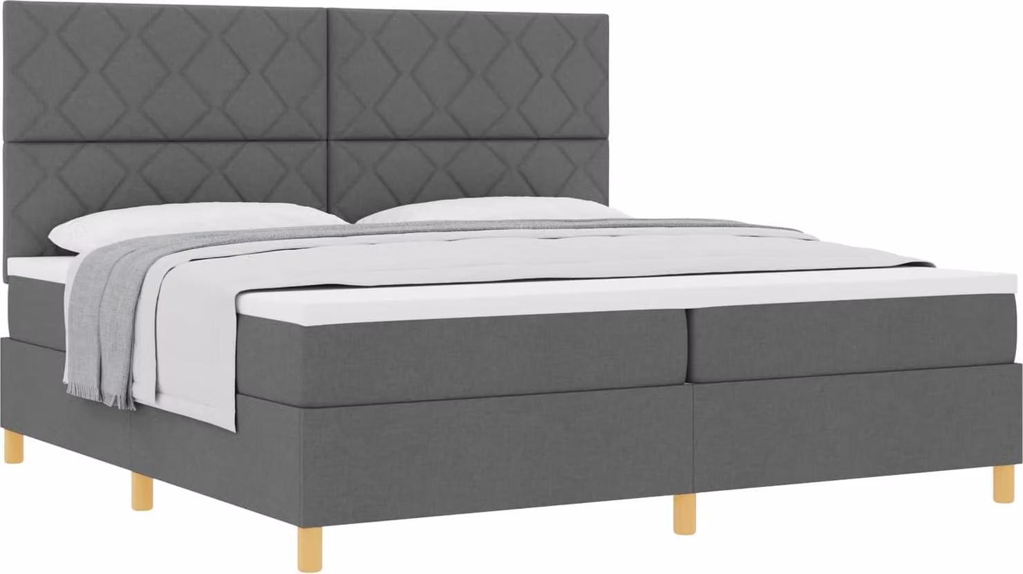 SYFAX™ Letto a molle con materasso Grigio scuro 200 x 200 cm Tessuto