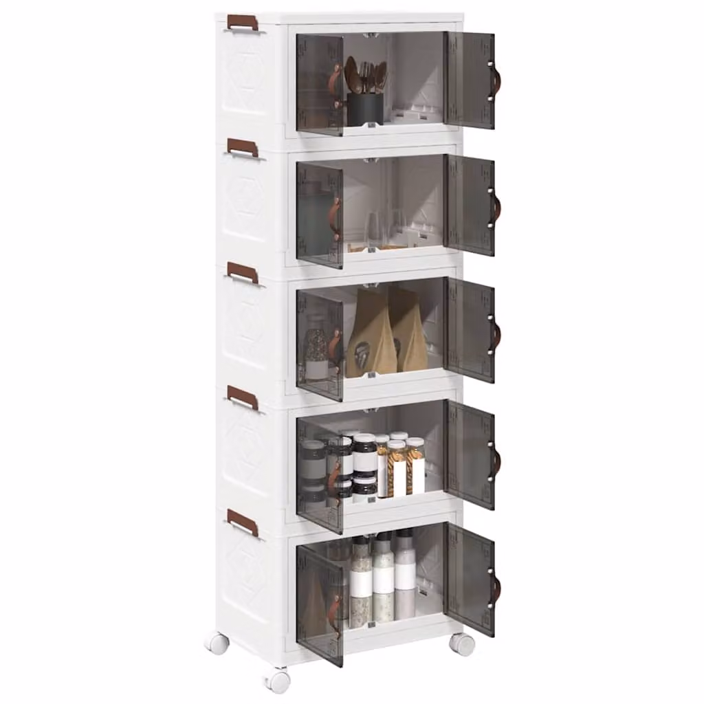 Scatola portaoggetti con ruote vidaXL a 5 livelli, disponibile in bianco o marrone, L/P/H: 48,5 x 29,5 x 139 cm