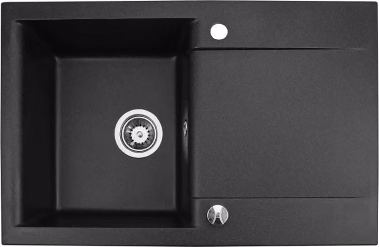 Lavello QLS 76x44 cm Sifone reversibile Luna Black Metallic 11189
