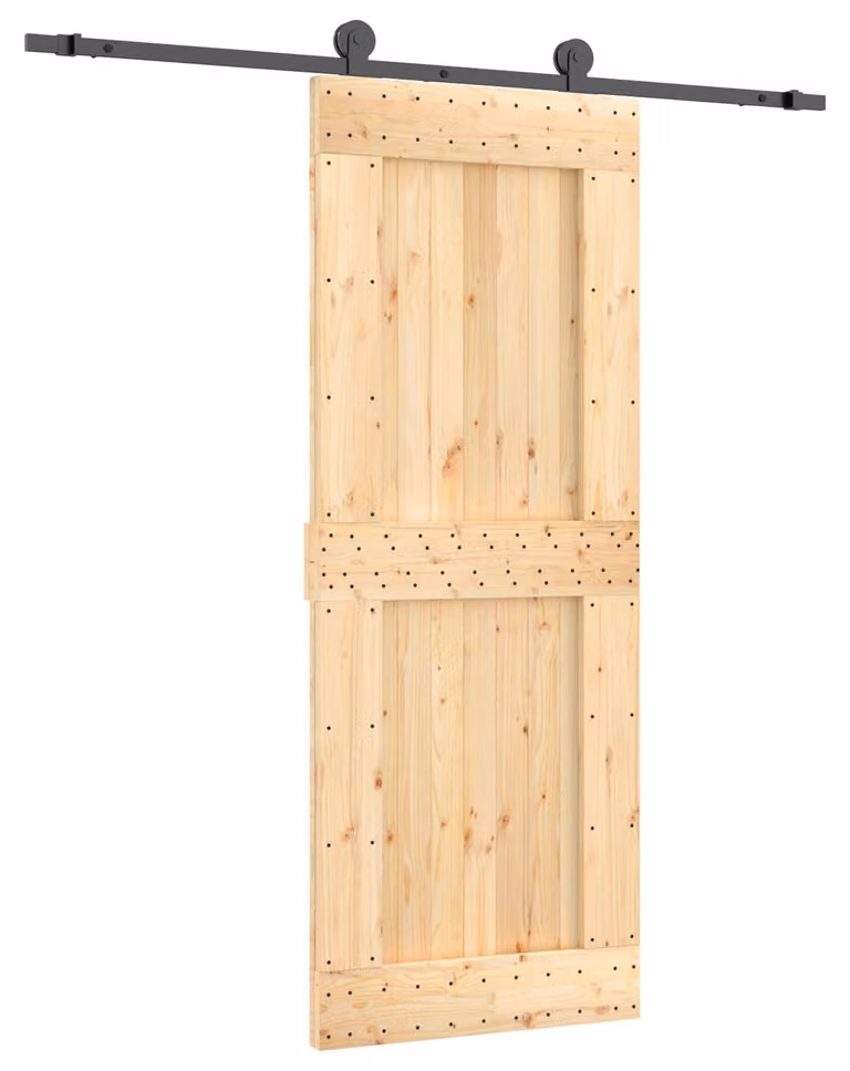 Porta scorrevole Naturale e Nero 80 x 210 cm