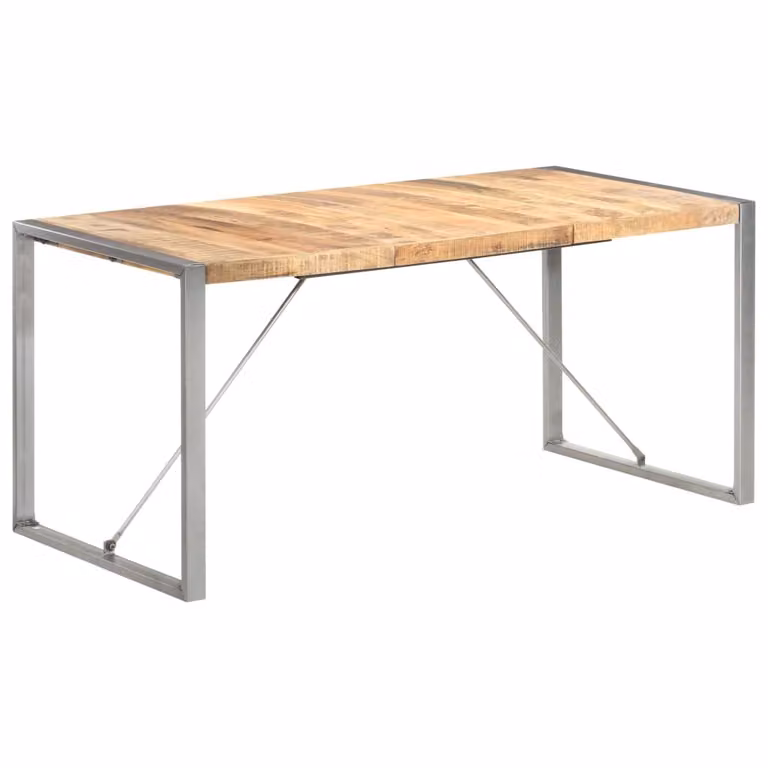 The Living Store Tavolo da pranzo 160x80x75 cm Legno massiccio di mango grezzo