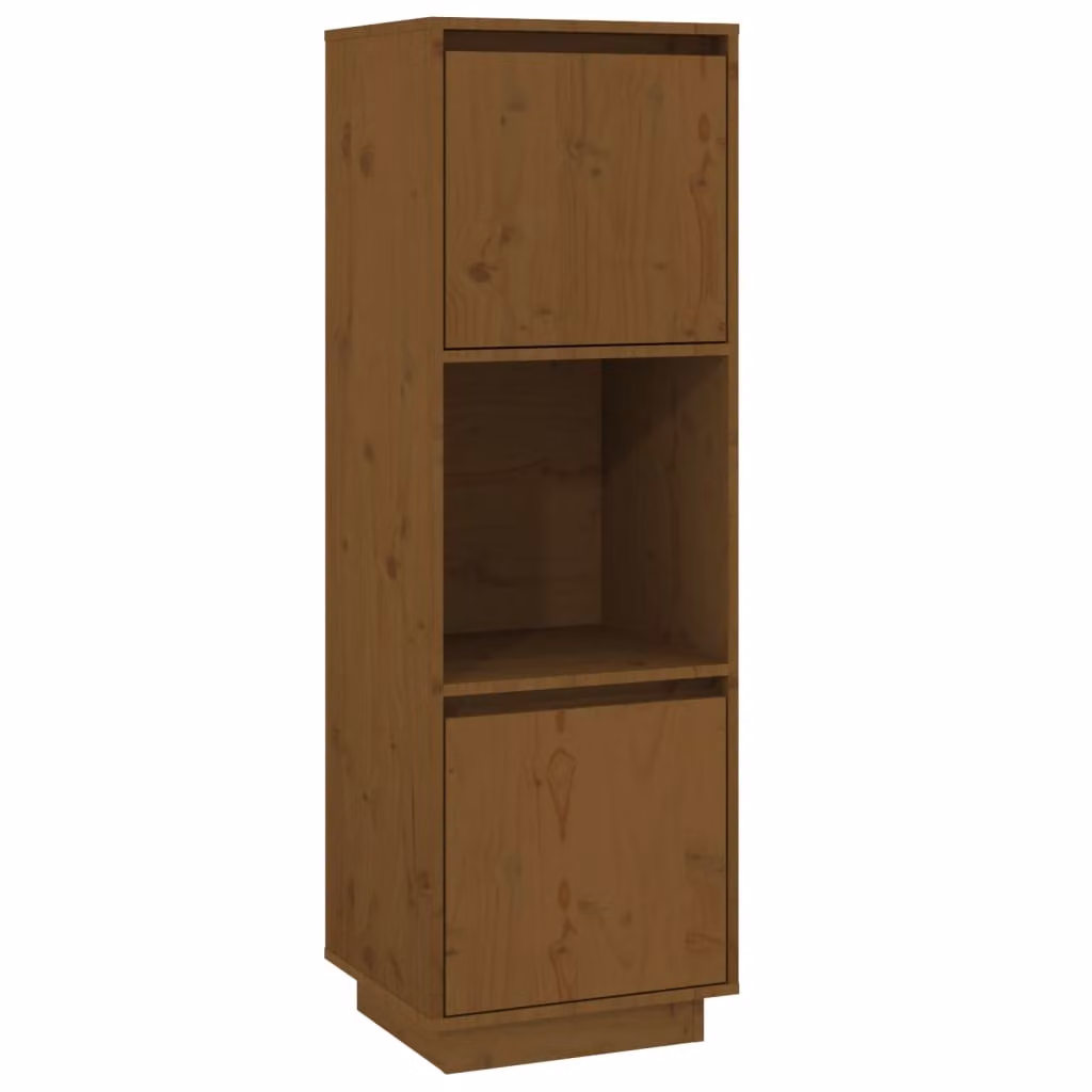 Credenza Marrone Ambrato 38x35x117 cm in Legno Massello di Pino