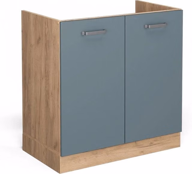 Mobile lavello cucina R-Line Vicco Grigio-blu e Rovere con ante a battente L: 80 cm