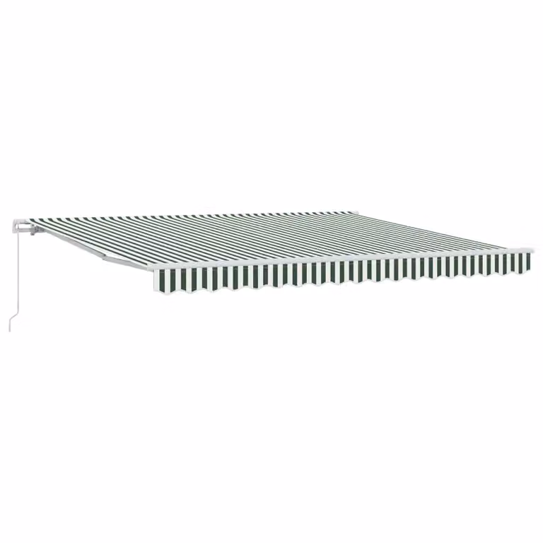 Tenda retrattile vidaXL con bracci pieghevoli in alluminio e tessuto in poliestere, Verde e Bianco, L 400 cm x P 300 cm