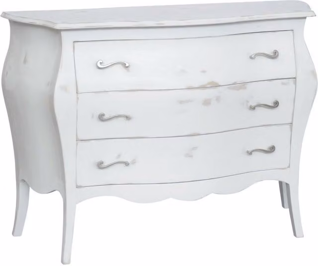 Cassettiera bombata in legno di pino stile shabby chic bianco Mobili 2G L/P/H: 118 x 50 x 85 cm – 1