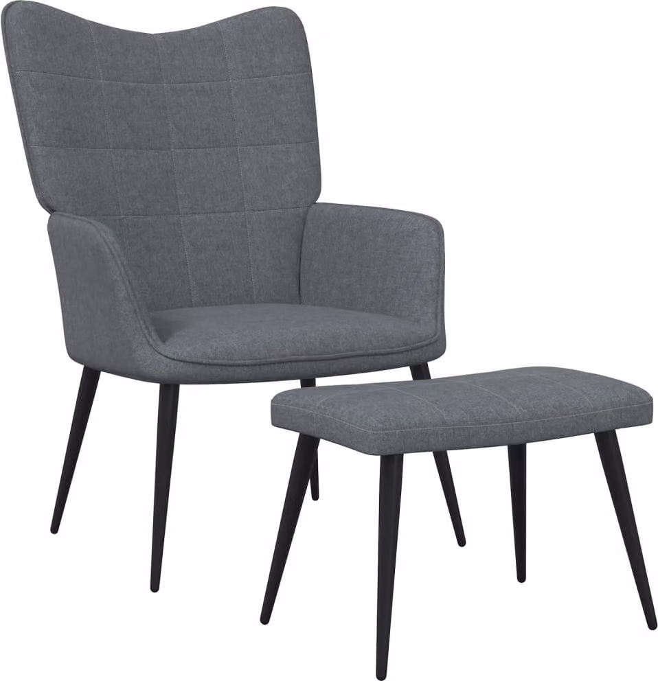Sedia Relax con Sgabello Grigio Scuro in Tessuto