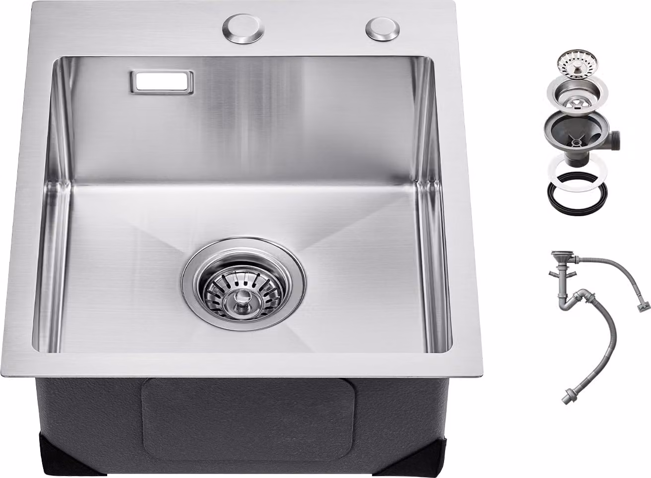 SucceBuy postazione di lavoro per lavello da cucina, lavelli da 40 cm da montare in alto, vasca singola in acciaio inox 304, con accessori per camper, cucina, lavanderia, bar
