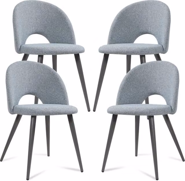 Set di 4 sedie da sala da pranzo imbottite Karijoki con rivestimento in tessuto grigio scuro en.casa