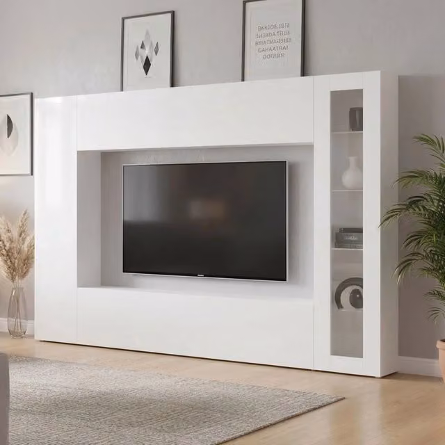 Parete Attrezzata Donatello DMORA Bianco Lucido con 8 Ripiani L: 260 cm, P: 30 cm, H: 180 cm – 1