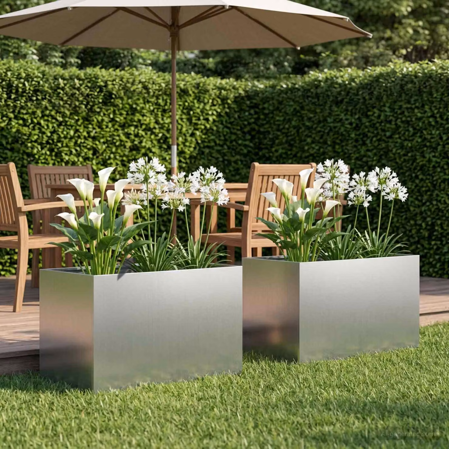 Set di 2 vasi da giardino vidaXL in acciaio zincato argento L: 50 cm, P: 40 cm, H: 40 cm