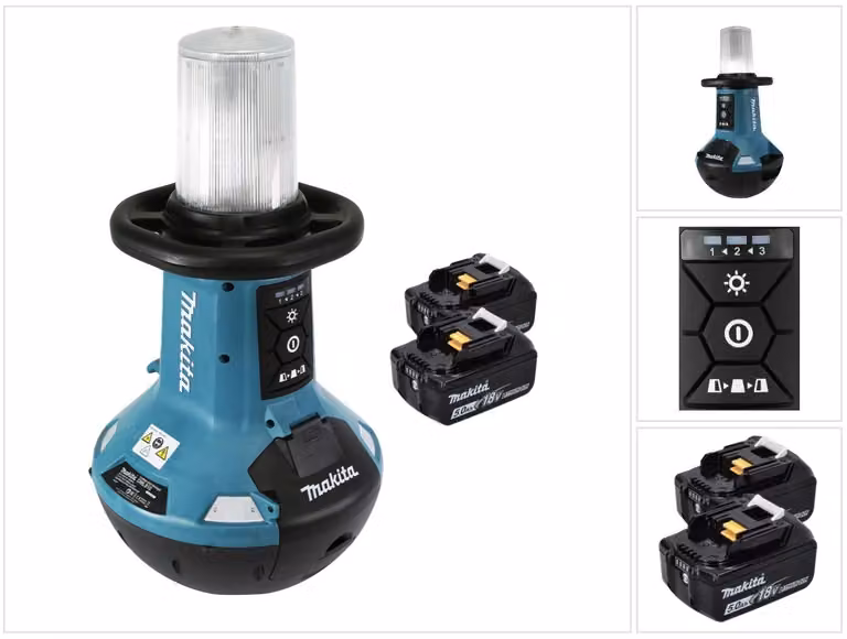 Makita DML 810 T batteria LED per illuminazione di superfici 18 / 36 V ( 2 x 18 V ) 5500 lm IP54 + 2x batteria 5,0 Ah - senza caricabatterie