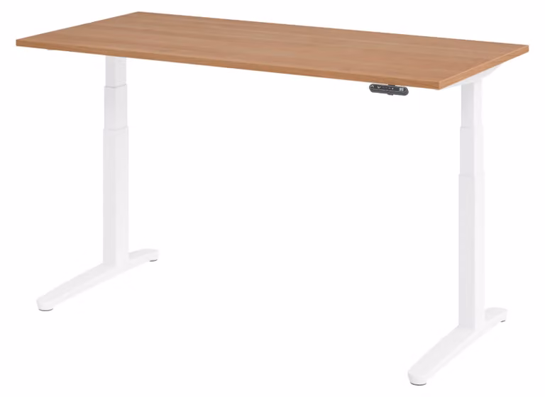 Scrivania elettrica bümö XBHM - Dimensioni: 160 x 80 cm, finitura: noce, struttura: bianco