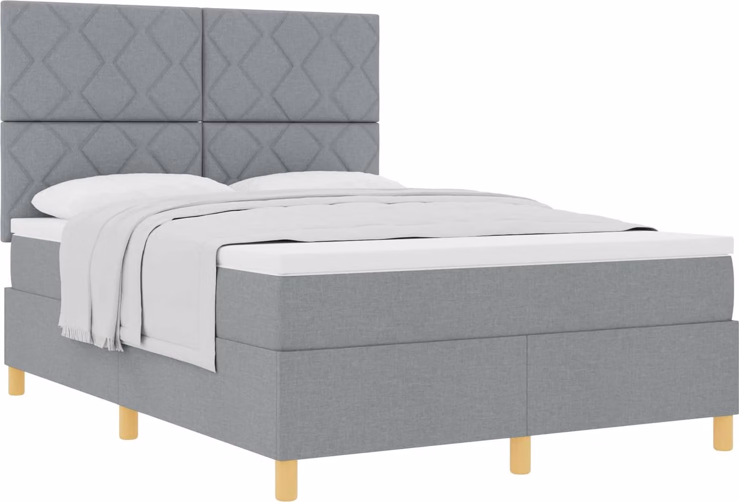 Letto a molle con materasso Grigio chiaro 160 x 200 cm Tessuto