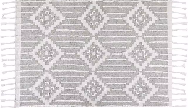 Tappeto Beliani in stile orientale e retro, grigio e bianco, ideale per interni ed esterni, L: 230 cm x P: 160 cm