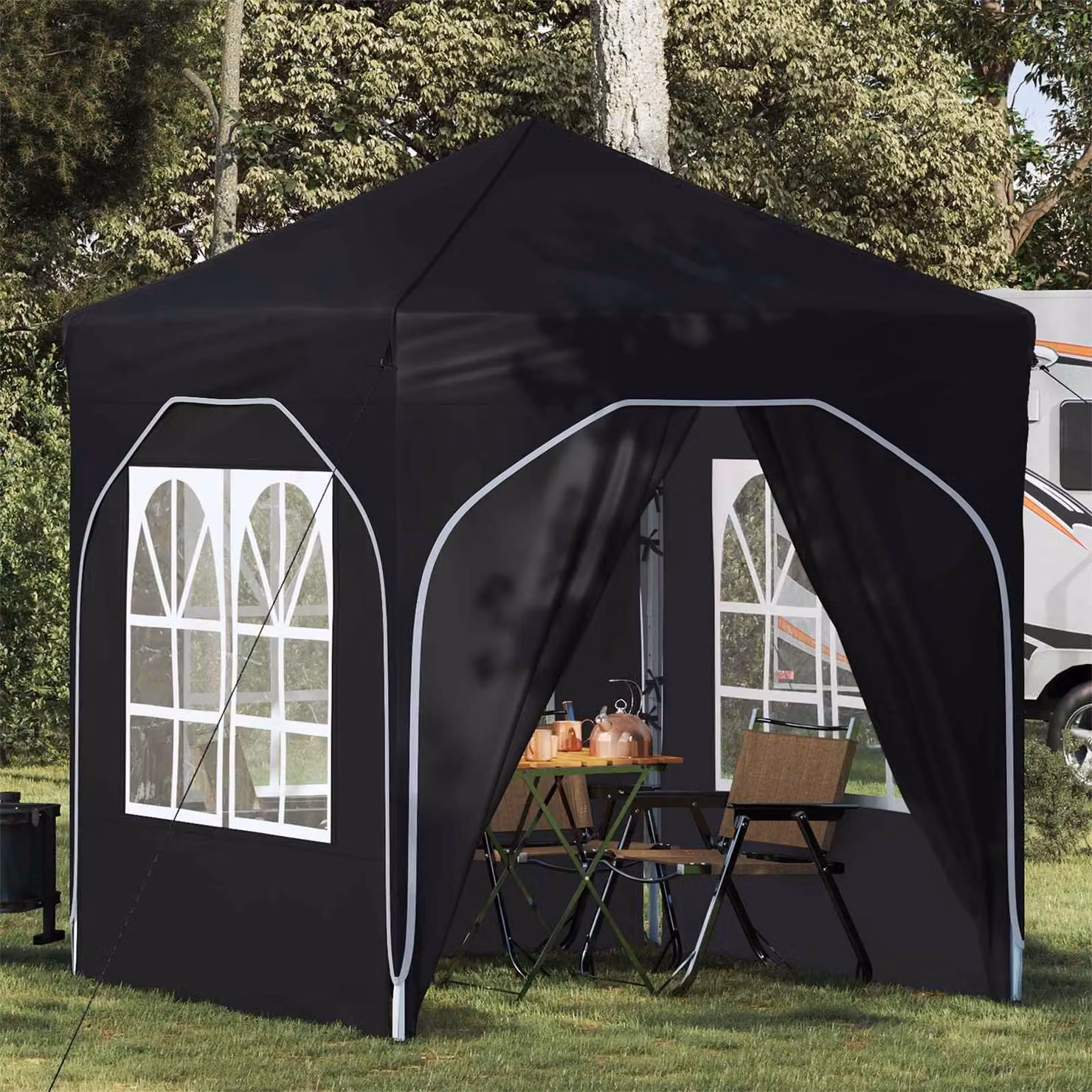 vidaXL Tenda per feste a pop-up in poliestere, Antracite, L/P/H: 192 x 192 x 245 cm