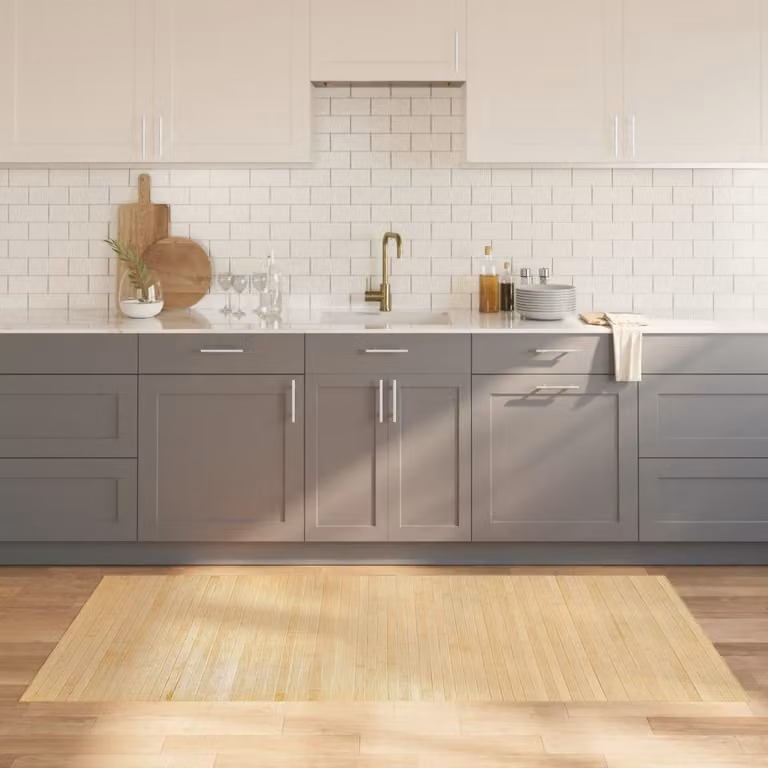 Tappeto rettangolare moderno vidaXL in bambù e polipropilene, colore beige, L 100 cm x P 200 cm