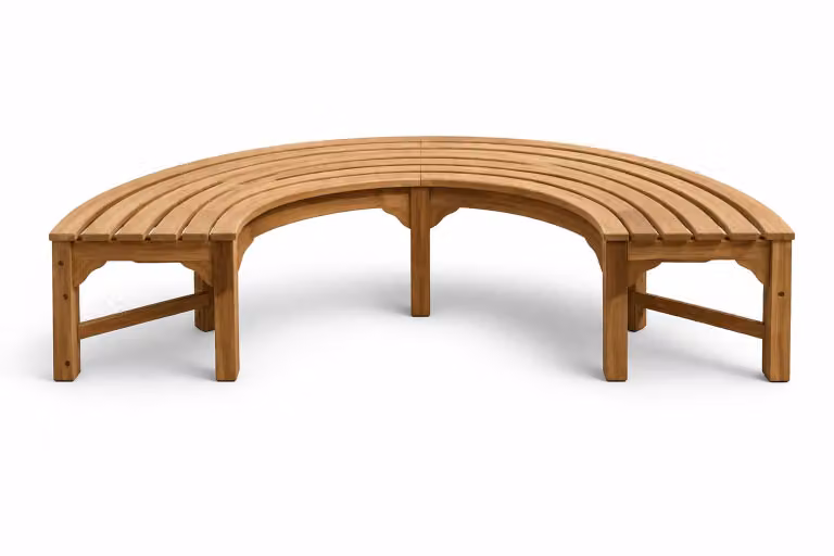 Baumbank Teak Fermo S-Form Massivholz Wetterfest 165cm - 180°
