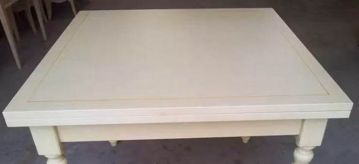 Tavolo a libro quadrato in legno laccato avorio e giallo Mobili 2G L/P/H: 100 x 100 x 80 cm – 3