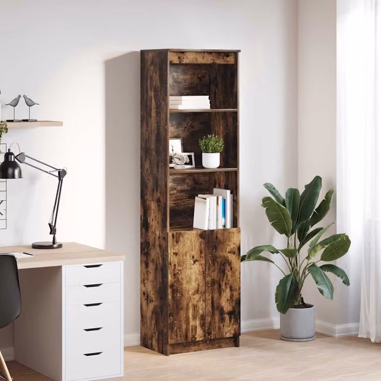 Credenza moderna a parete vidaXL in rovere marrone con ante a battente e ripiani interni L/P/H: 50 x 35 x 180 cm