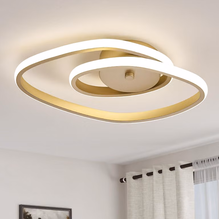Lampada da soffitto a LED, colore oro, 24W, 4000K, diametro 37 cm