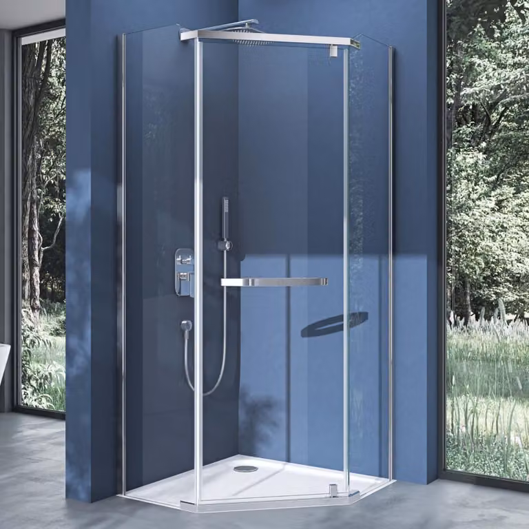doporro Box Doccia 100x100x195cm con Piatto Doccia, Cabina Bagno Vetro di Sicurezza ESG Vetro Trasparente Incluso Rivestimento Facile da Pulire con porte girevoli a 180¡ã Ravenna08K