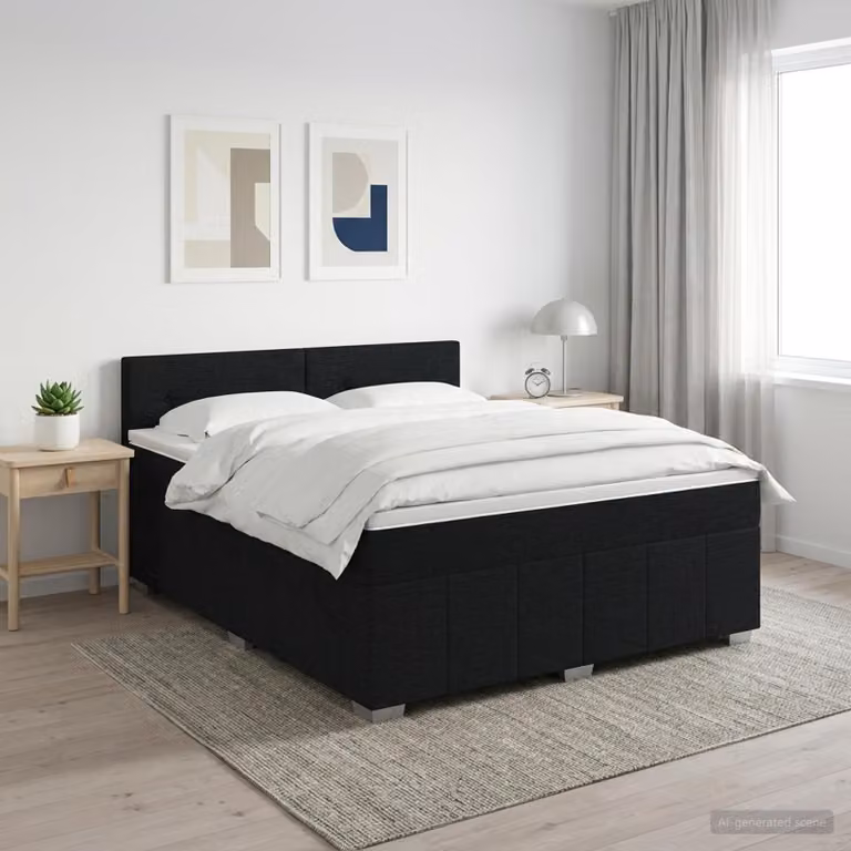 Letto box spring vidaXL con materasso a molle insacchettate in tessuto nero L 160 x P 200 cm