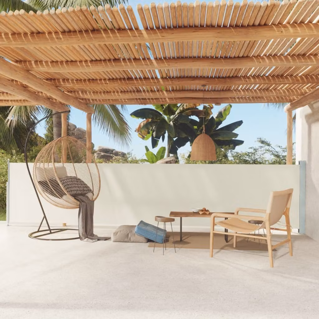 The Living Store Tenda laterale estensibile 117x600 cm Crema
