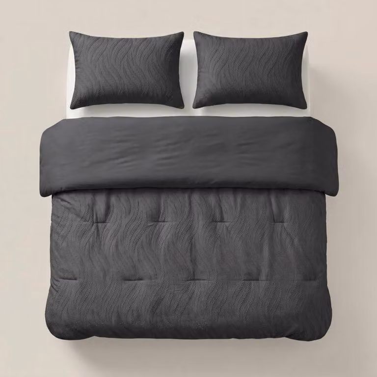 Sleeptime, coperta trapuntata "Lazy", color grigio, dimensioni 200 x 200 cm, con federe
