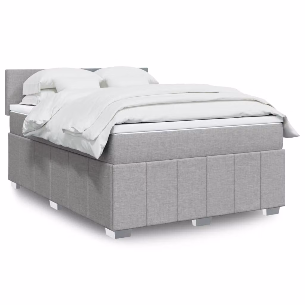 vidaXL Letto Ibrido con Materasso a Molle Insacchettate Grigio e Bianco L/P: 140 x 190 cm