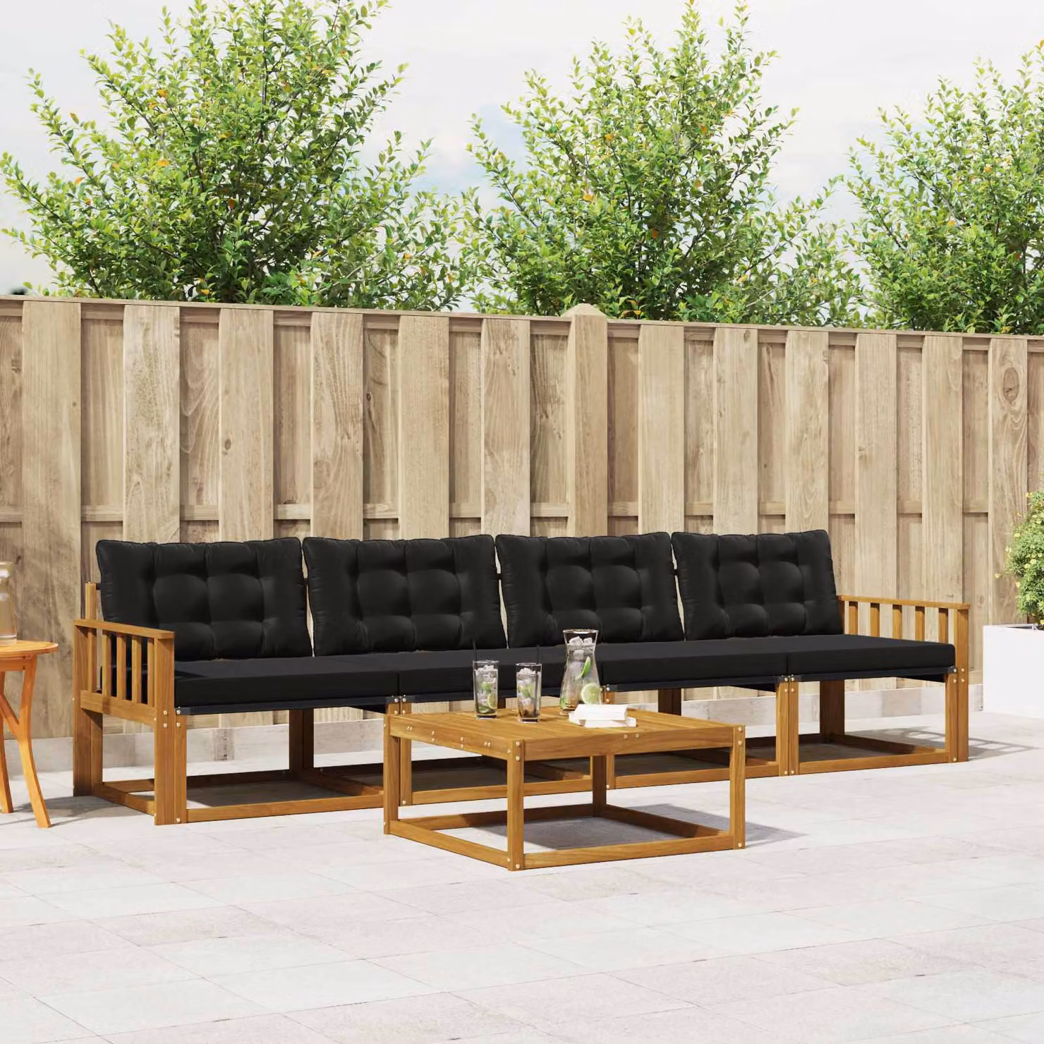 vidaXL Set di divani da esterno 5 pz Naturale e Nero