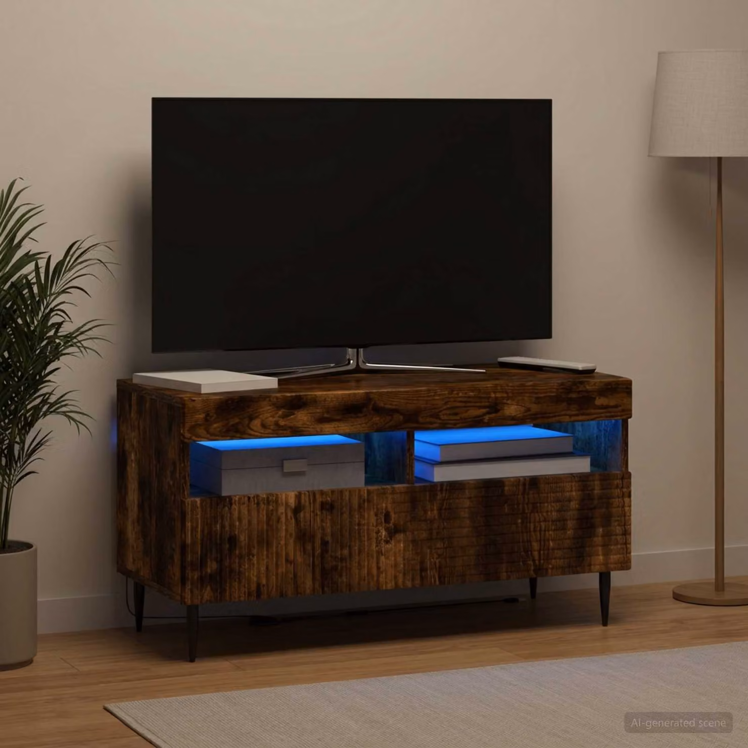 Mobile TV LED vidaXL HAARLEM in Rovere Fumo, L 81 cm x P 35 cm x H 43 cm