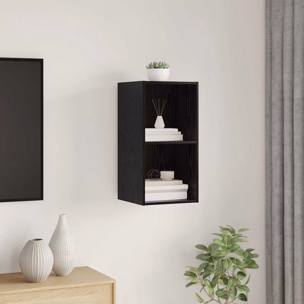 Set mobile TV moderno vidaXL in legno ingegnerizzato color rovere nero L/P/H: 37 x 37 x 72 cm