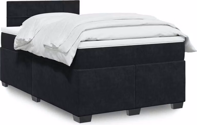Maison Exclusive - Giroletto a Molle con Materasso Nero 120x200 cm in Velluto