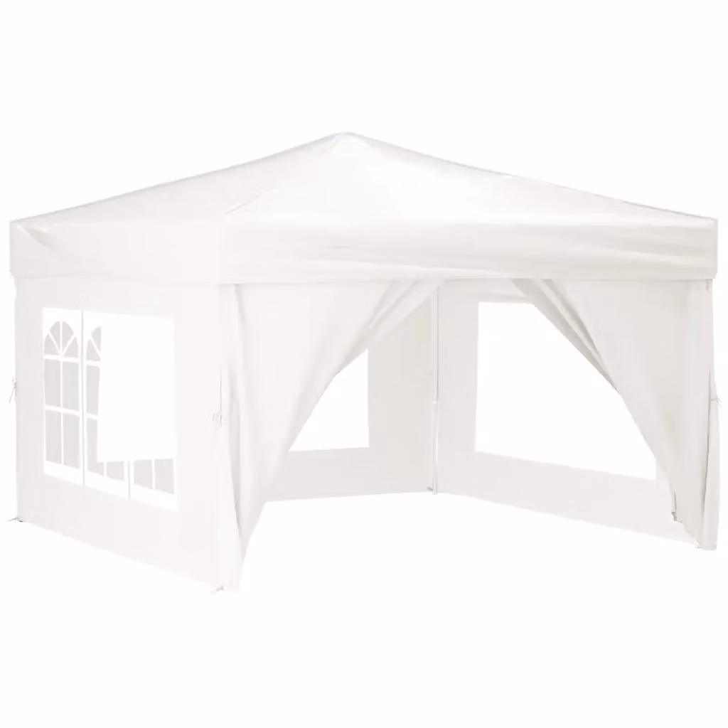 Tenda per feste pieghevole vidaXL con pareti laterali e finestre, bianca, in acciaio e poliestere – 2