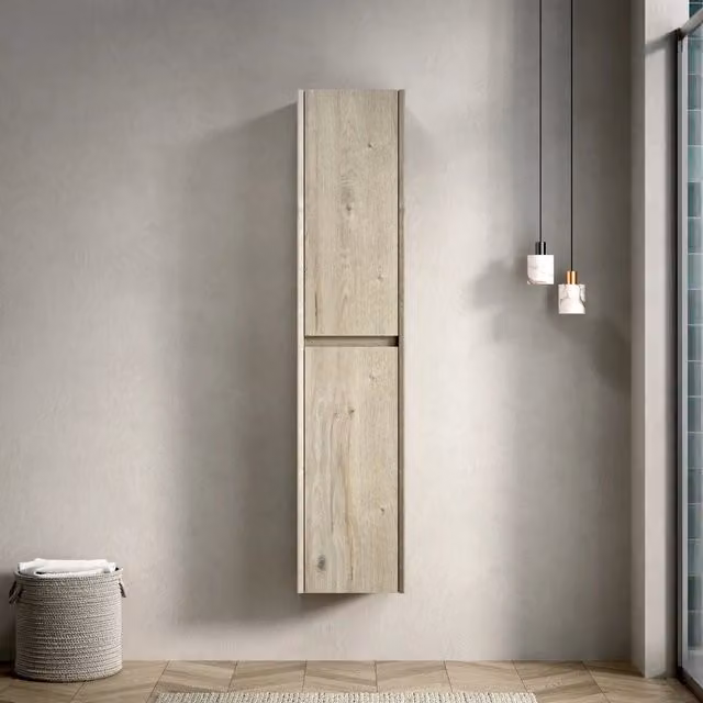 Mobile bagno pensile WISHDOR a 2 ante con ripiani interni, colore bianco beige, moderno e da appendere al muro