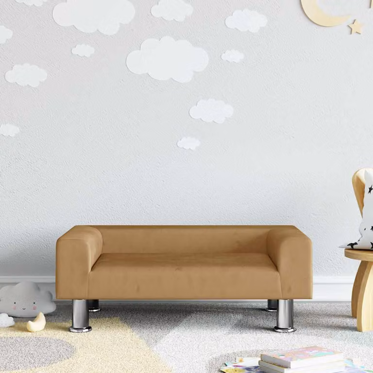 vidaXL Divano per bambini in velluto marrone L: 70 cm, P: 45 cm, H: 26,5 cm