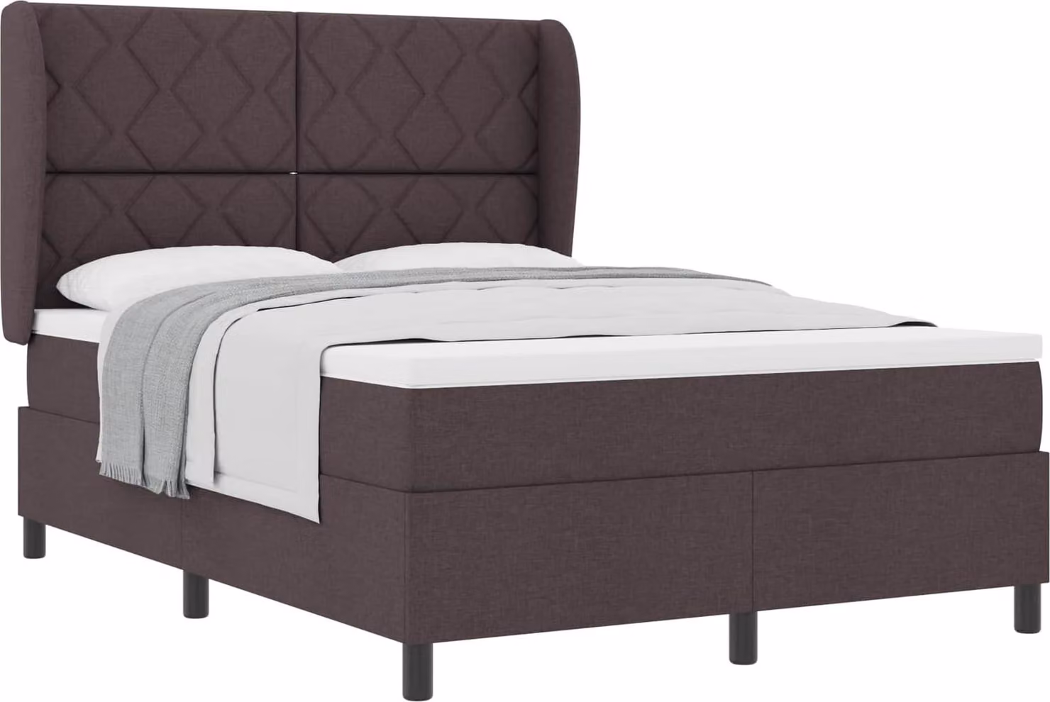 Letto a molle con materasso marrone scuro 160 x 200 cm in tessuto