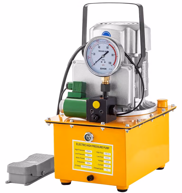 Pompa idraulica – Gruppo idraulico – Pompa elettrica – Motore da 750W – Serbatoio dell'olio da 7 litri con pedale