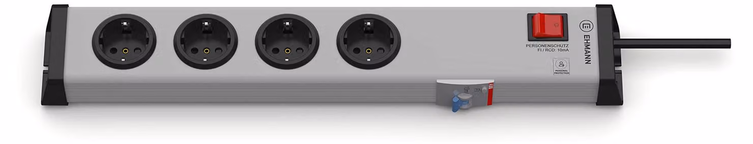 EHMANN Presa multipla con interruttore quadruplo grigio con contatto di protezione Ehmann 0220x00042301