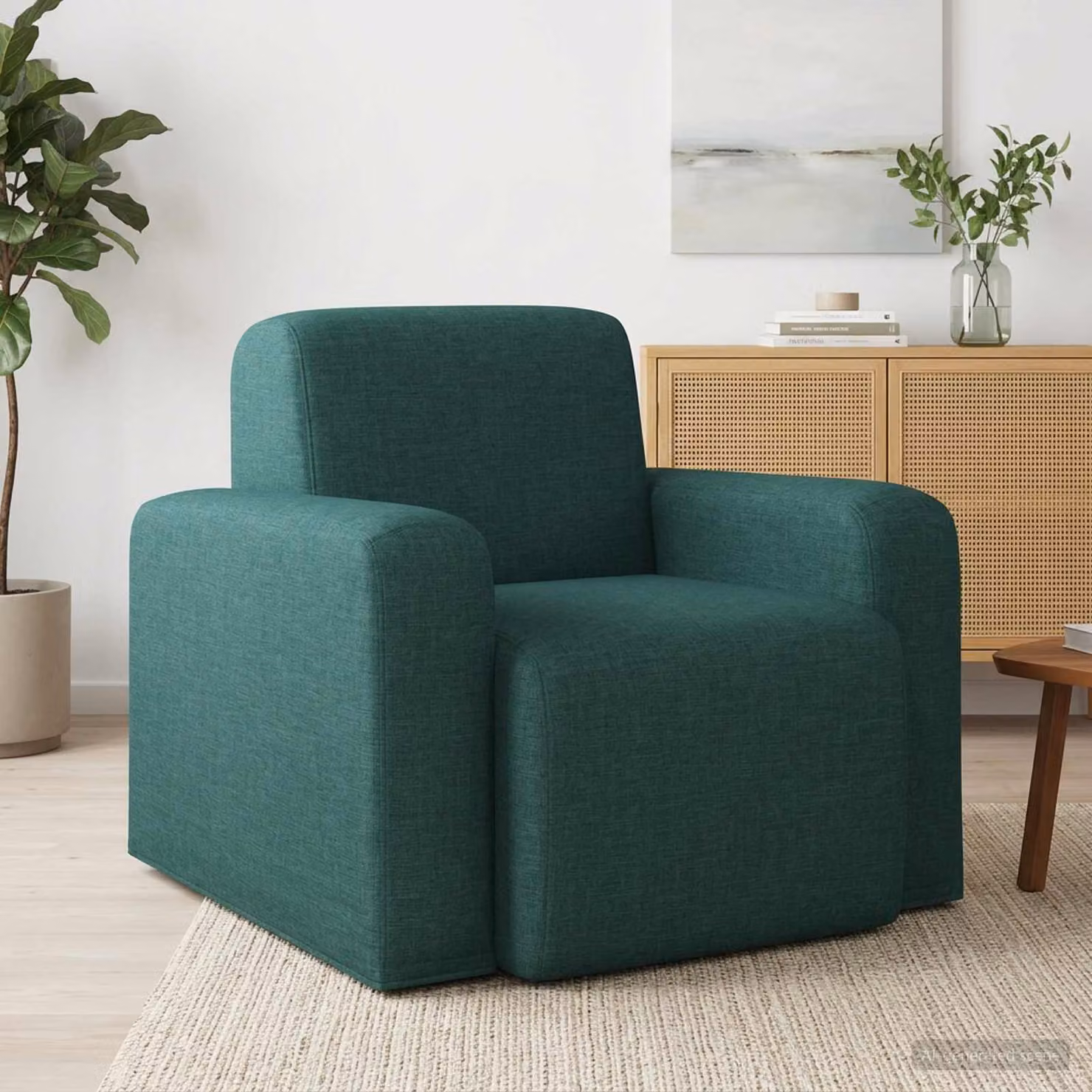 Poltrona moderna vidaXL in tessuto verde con braccioli e struttura mista per soggiorno o camera da letto