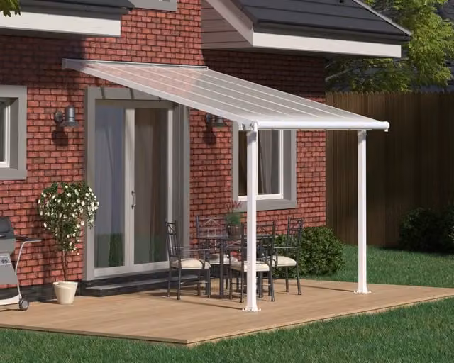 Pergola addossata Palram Olympia in alluminio e policarbonato bianco 3 x 3 m