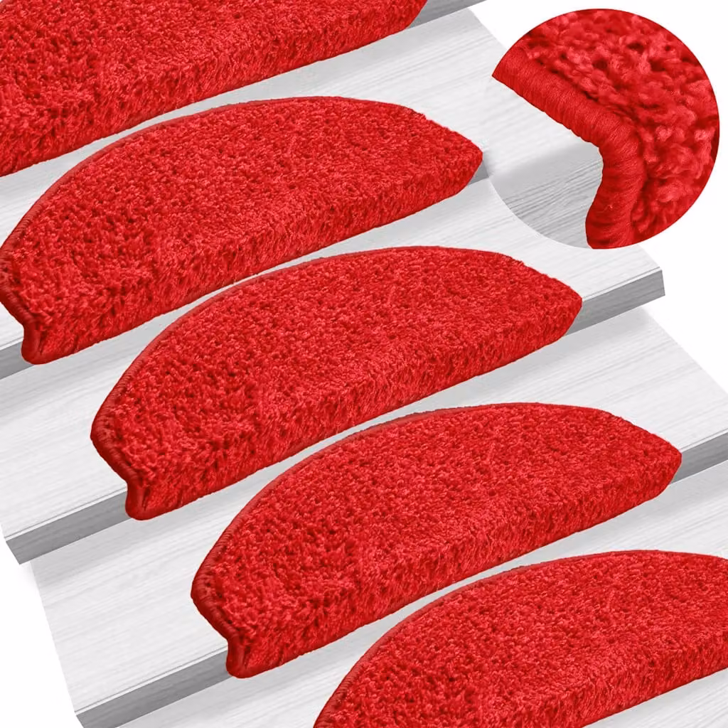 Set di 10 tappetini per scale semicircolari vidaXL rossi, L: 65 cm, P: 40 cm, H: 21 cm